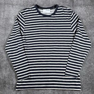 Selected Homme Shirt Mens Medium Blue Striped Long Sleeve Organic Cotton Coastal